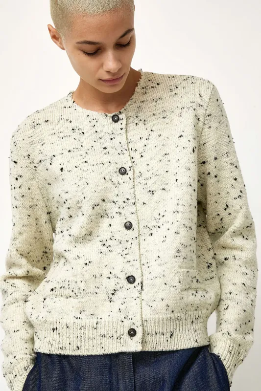 CORDERA Merino Wool Flecked Cardigan in Natural made by Cordera