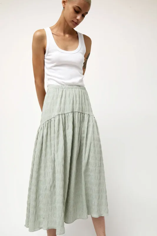 No.6 Sophia Skirt in Green White Puckered Gingham made by No. 6