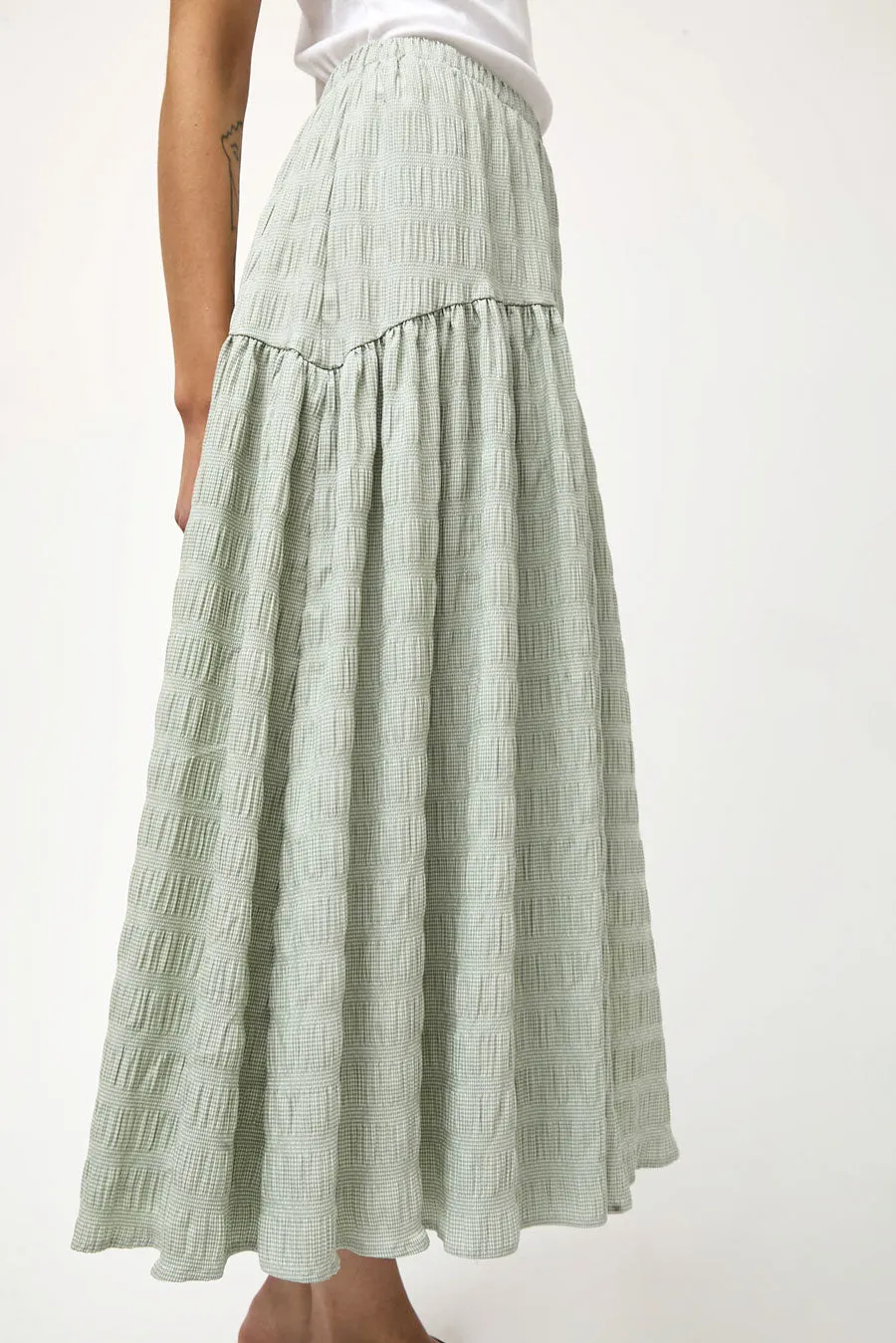 No.6 Sophia Skirt in Green White Puckered Gingham sold by No. 6 product image thumbnail 4