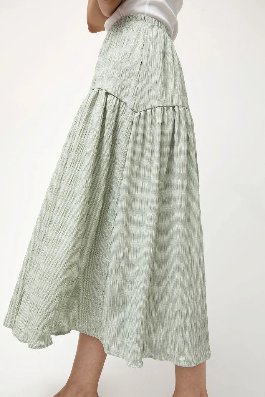 No.6 Sophia Skirt in Green White Puckered Gingham sold by No. 6 product image thumbnail 2
