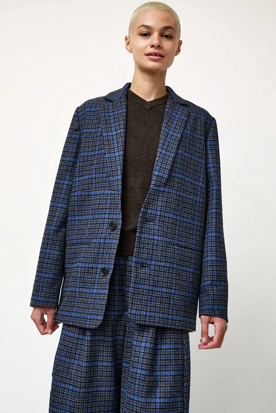 Henrik Vibskov Lonely Blazer in Blue Wool Checks sold by No. 6 product image thumbnail 3