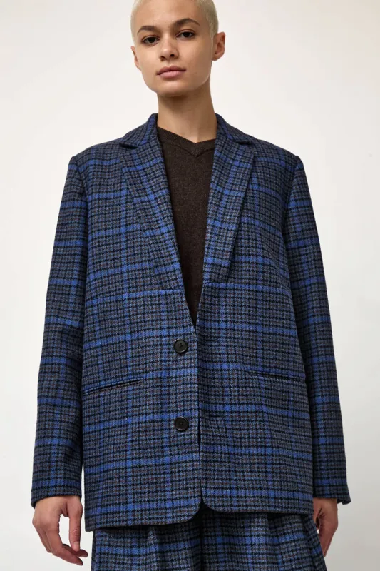 Henrik Vibskov Lonely Blazer in Blue Wool Checks made by Henrik Vibskov