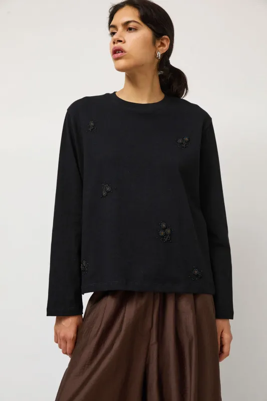 CORDERA Embellished Long Sleeve Tee in Black made by Cordera