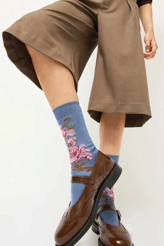 Maria La Rosa Lotus Flower Socks in Acciaio made by Maria La Rosa