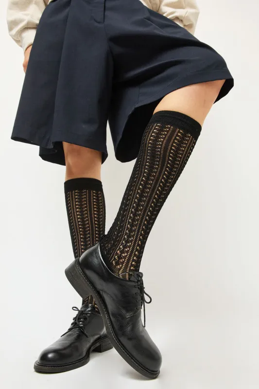 Leur Logette Mesh High Socks in Black made by No. 6