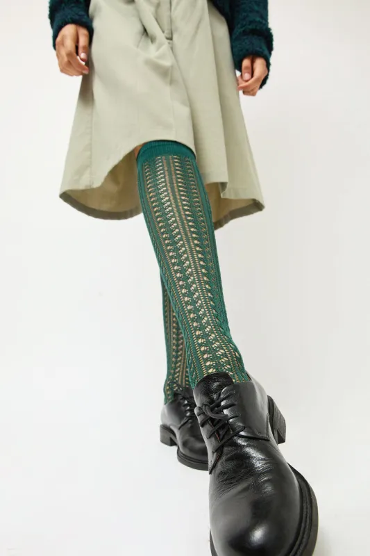 Leur Logette Mesh High Socks in Green made by No. 6