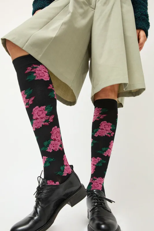 Leur Logette Rose Socks in Black made by No. 6