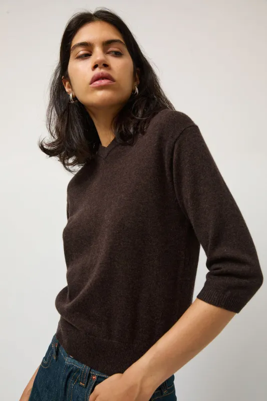 6397 Elbow V Neck Sweater in Soil made by 6397