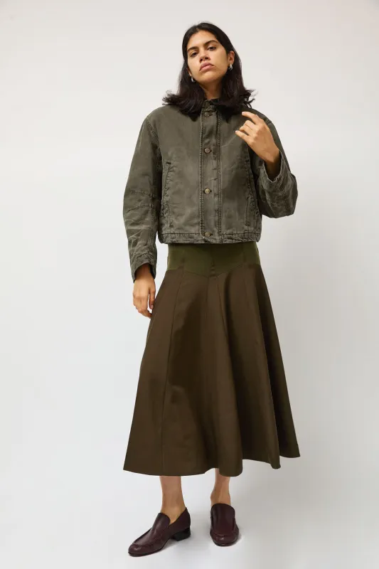 6397 Knit Combo Godet Skirt in Loden made by 6397