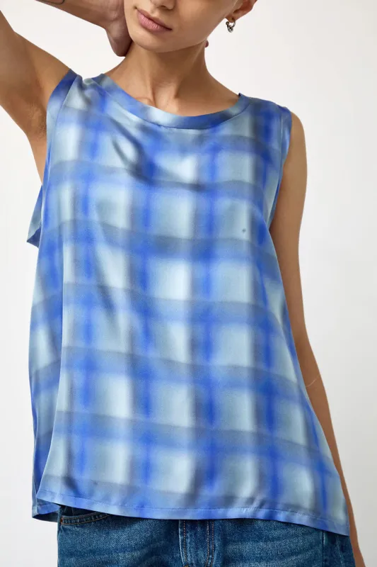 No.6 Danny Tank in Blue Blurry Plaid made by No. 6