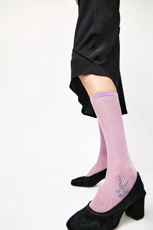 Leur Logette Short Mesh Socks in Lavender made by No. 6