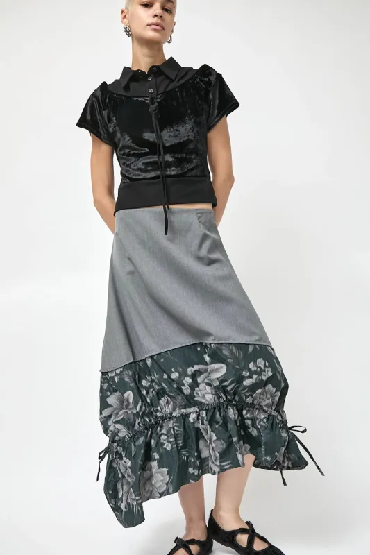 Rave Review Vita Skirt in Grey and Black Floral made by No. 6