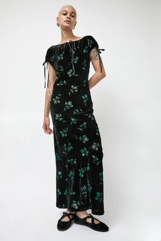 Rave Review Cleo Dress in Black and Green Flowers made by No. 6