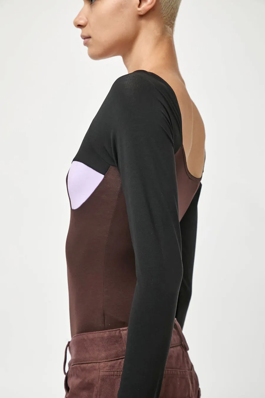Baserange Long Sleeve Body with Bra in Black Tact and One Purple sold by No. 6 product image thumbnail 3
