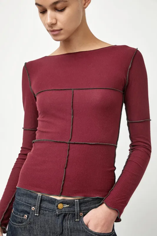 Baserange Cinder Long Sleeve Tee in Nara Red made by Baserange
