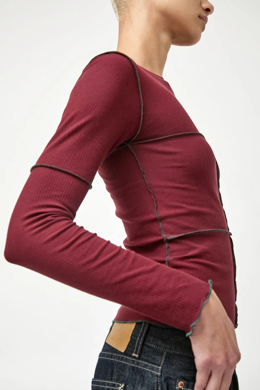 Baserange Cinder Long Sleeve Tee in Nara Red sold by No. 6 product image thumbnail 4
