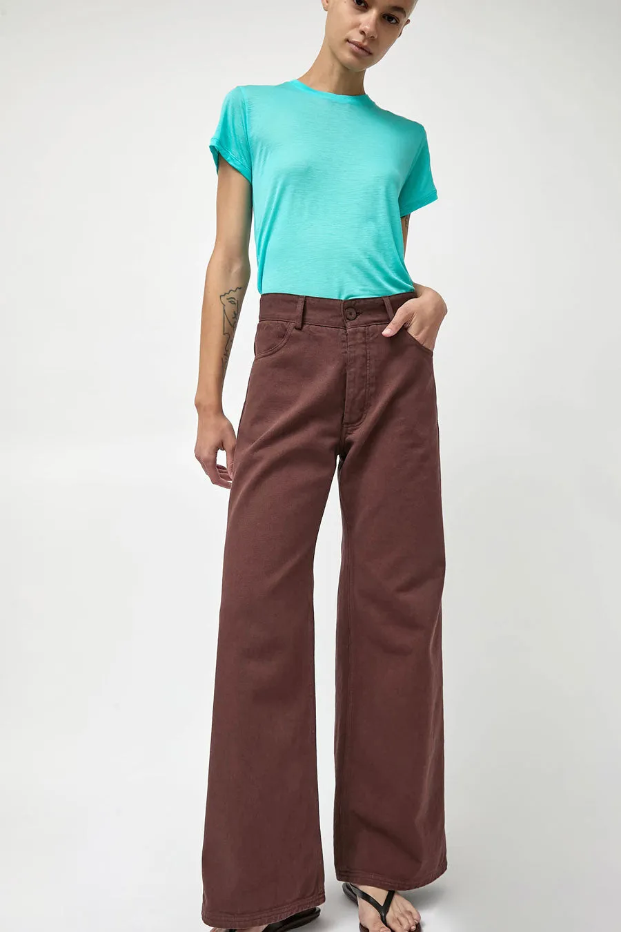 Baserange Tajo Pants Wide in Cata Brown sold by No. 6