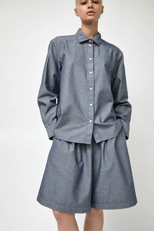 Baserange Claude Shorts in Dark Denim made by Baserange