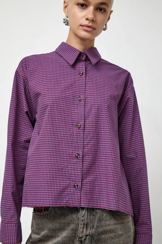 No.6 River Shirt in Wine Plaid made by No. 6