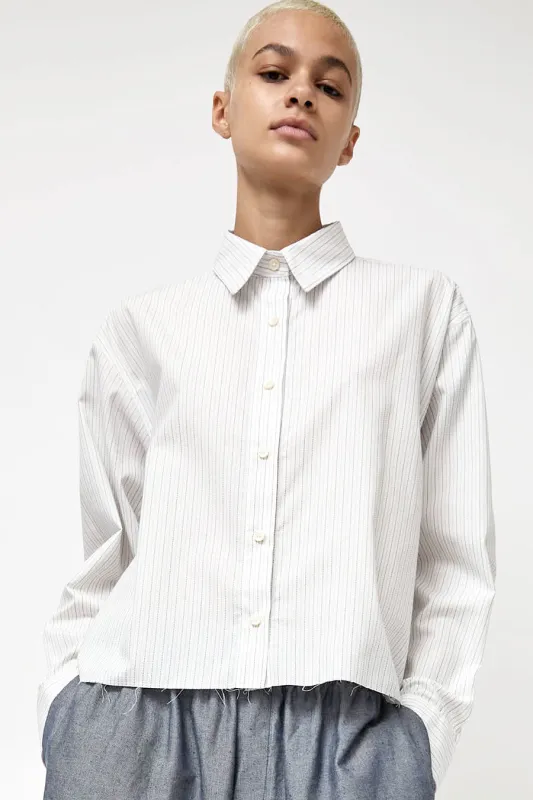 No.6 River Shirt in White Pinstripe made by No. 6