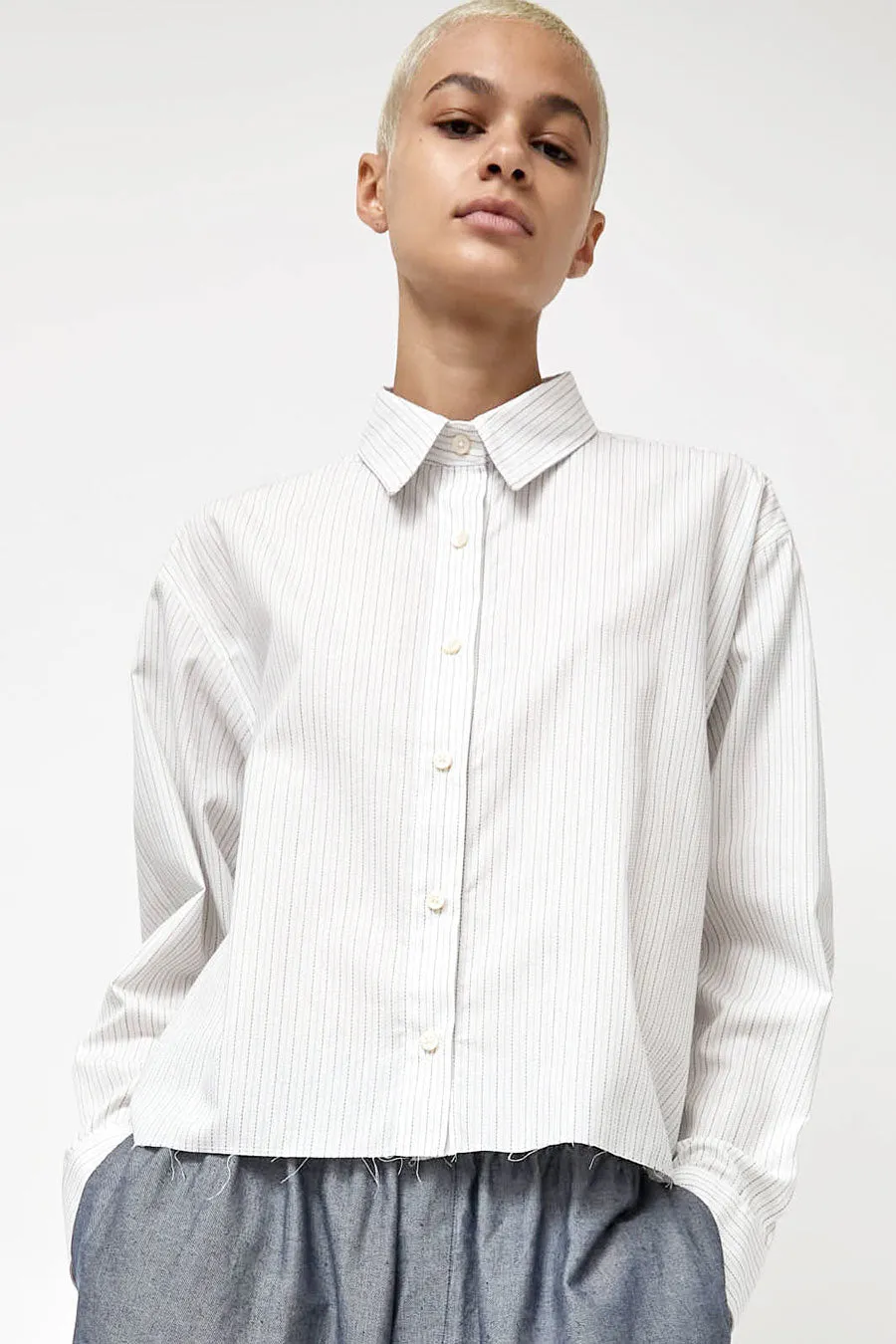 No.6 River Shirt in White Pinstripe sold by No. 6