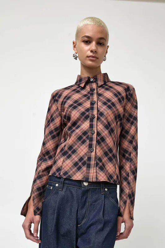No.6 Linn Shirt in Pink Plaid made by No. 6