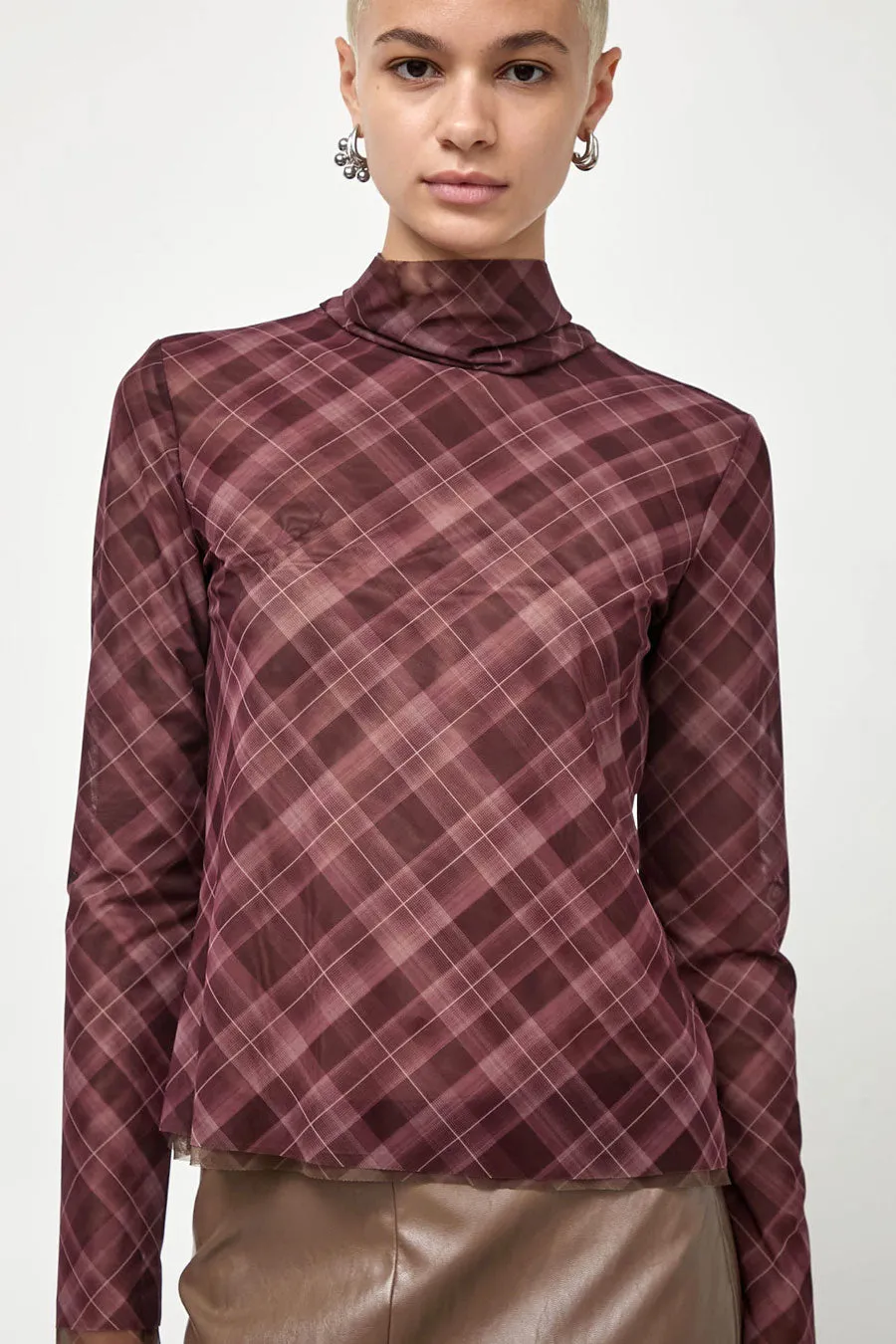 No.6 Lennon Turtleneck in Plum Plaid sold by No. 6