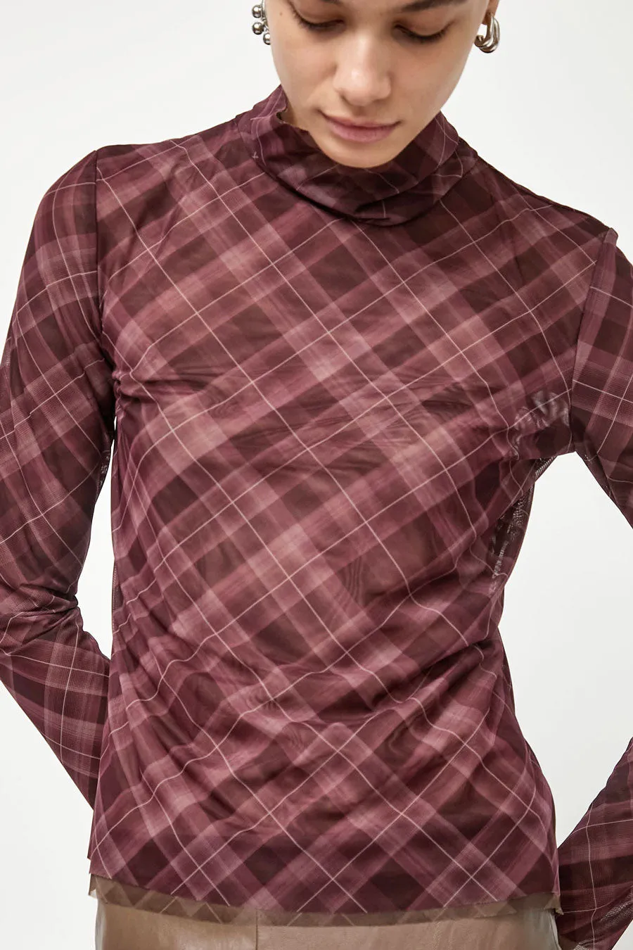 No.6 Lennon Turtleneck in Plum Plaid sold by No. 6 product image thumbnail 3