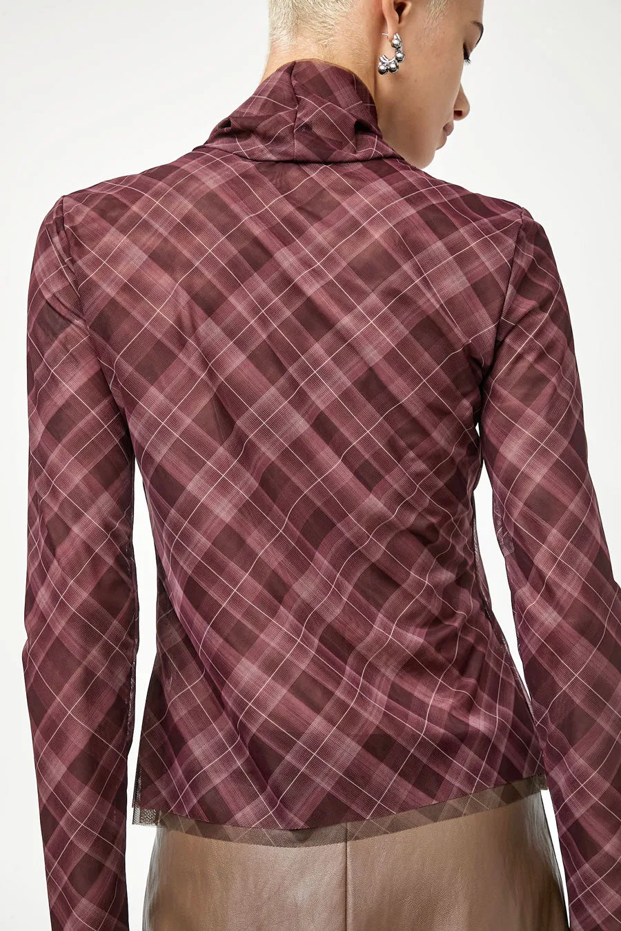 No.6 Lennon Turtleneck in Plum Plaid sold by No. 6 product image thumbnail 4
