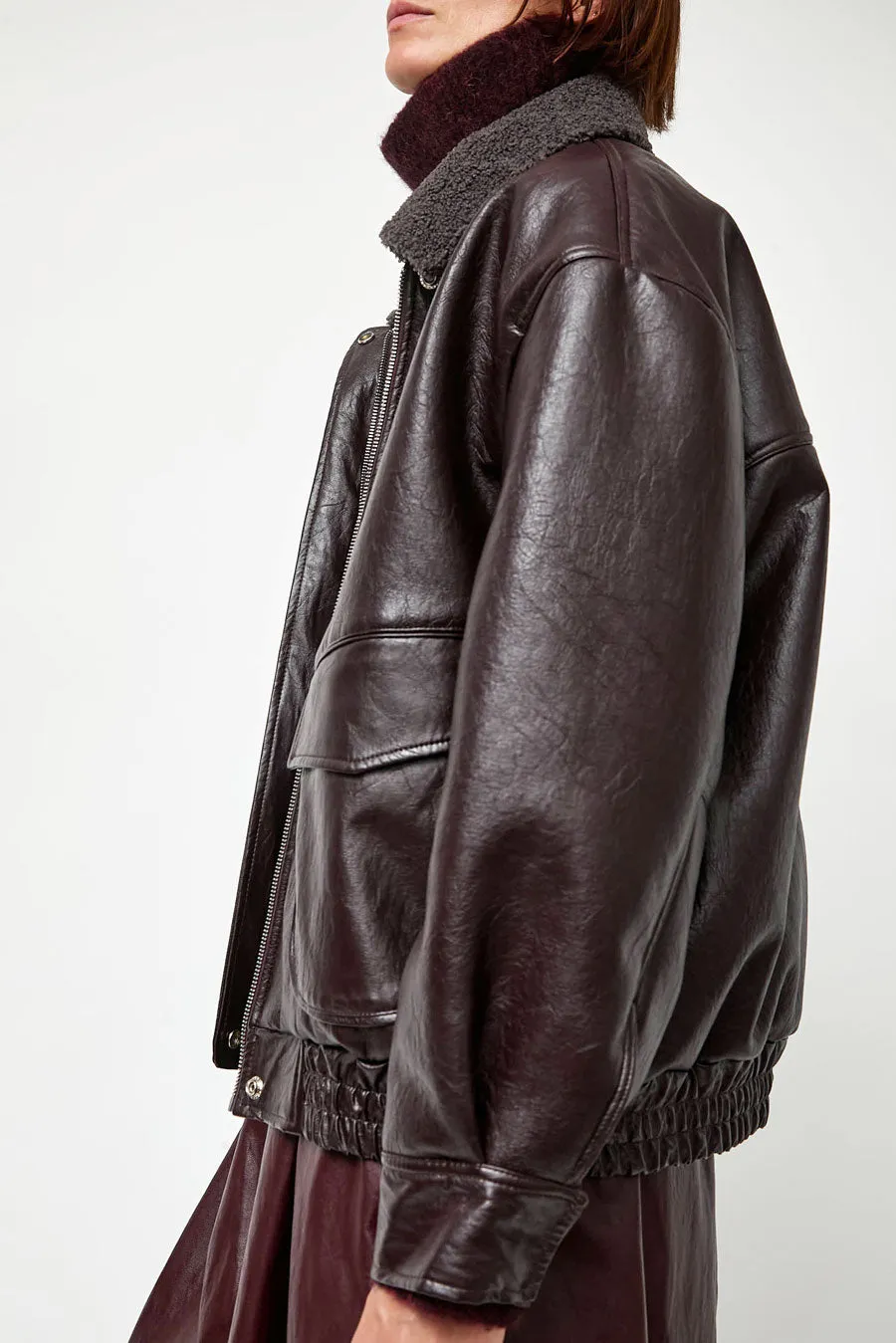 No.6 Connor Jacket in Bordeaux Sherpa sold by No. 6 product image thumbnail 3