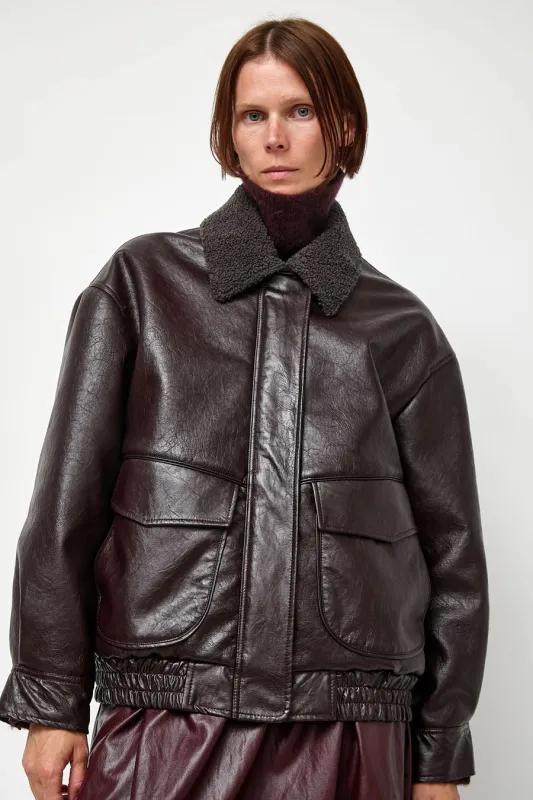 No.6 Connor Jacket in Bordeaux Sherpa made by No. 6