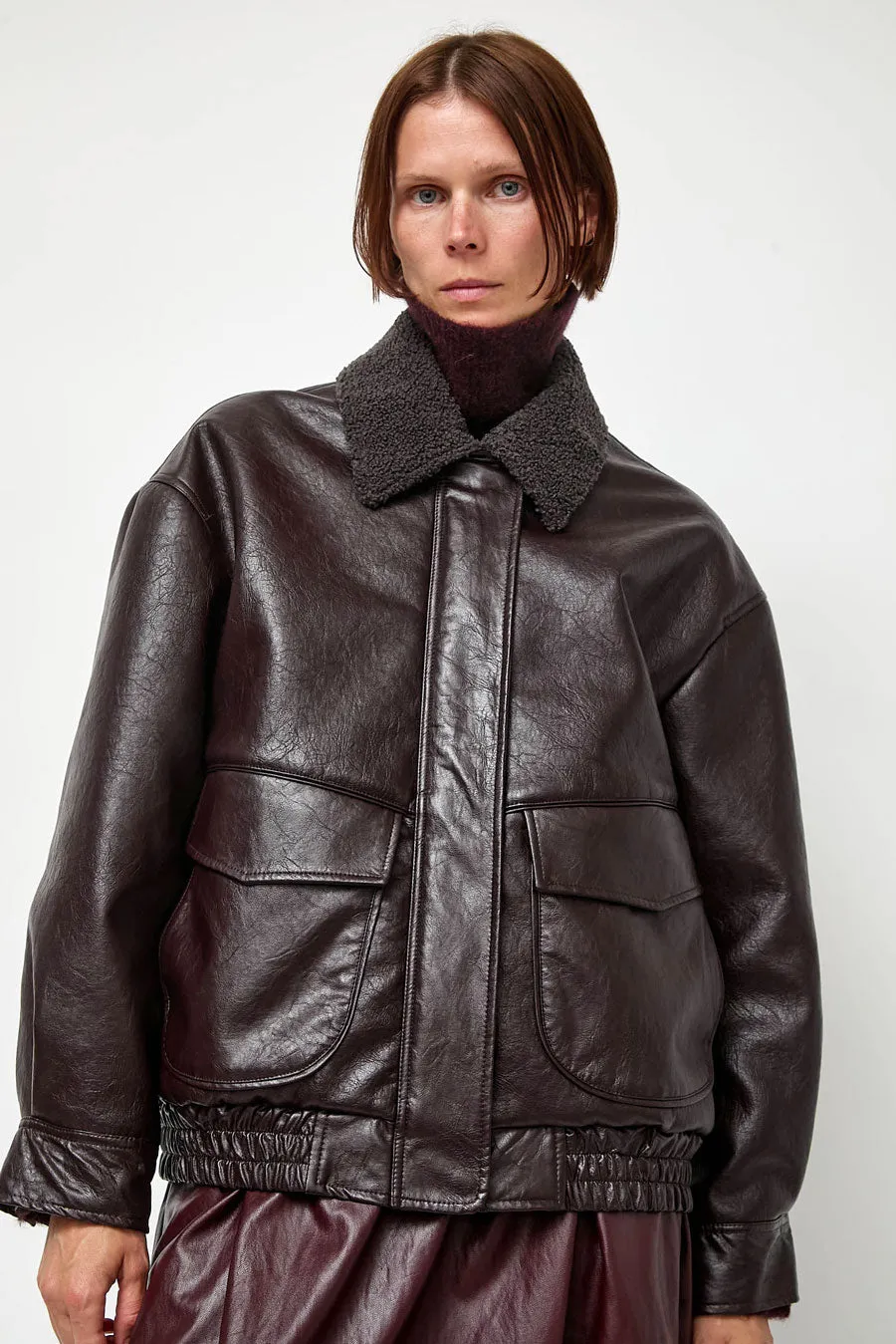 No.6 Connor Jacket in Bordeaux Sherpa sold by No. 6