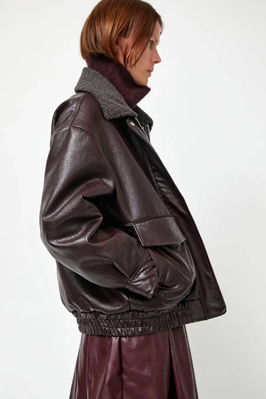 No.6 Connor Jacket in Bordeaux Sherpa sold by No. 6 product image thumbnail 4