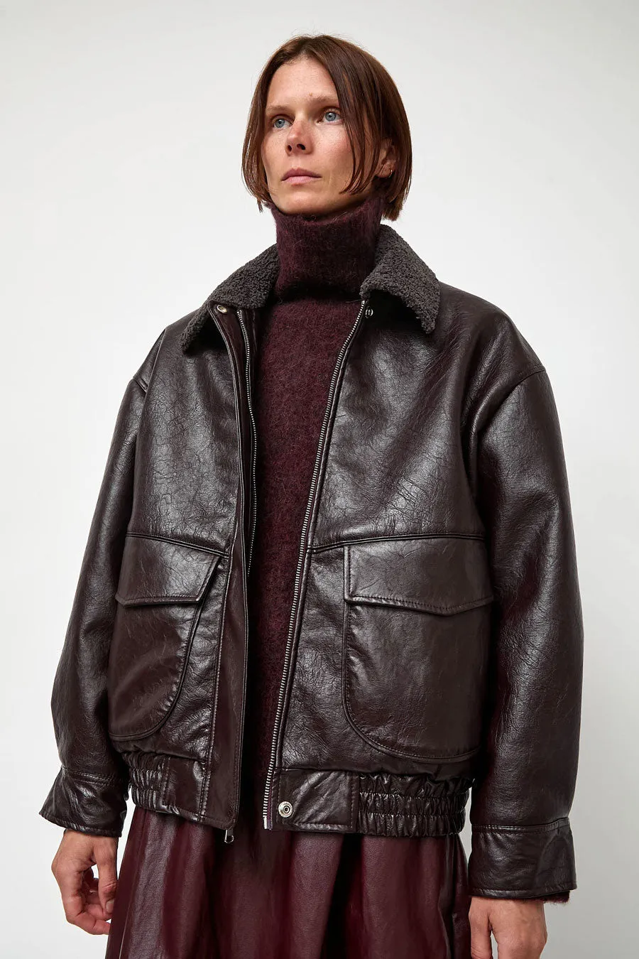 No.6 Connor Jacket in Bordeaux Sherpa sold by No. 6 product image thumbnail 2