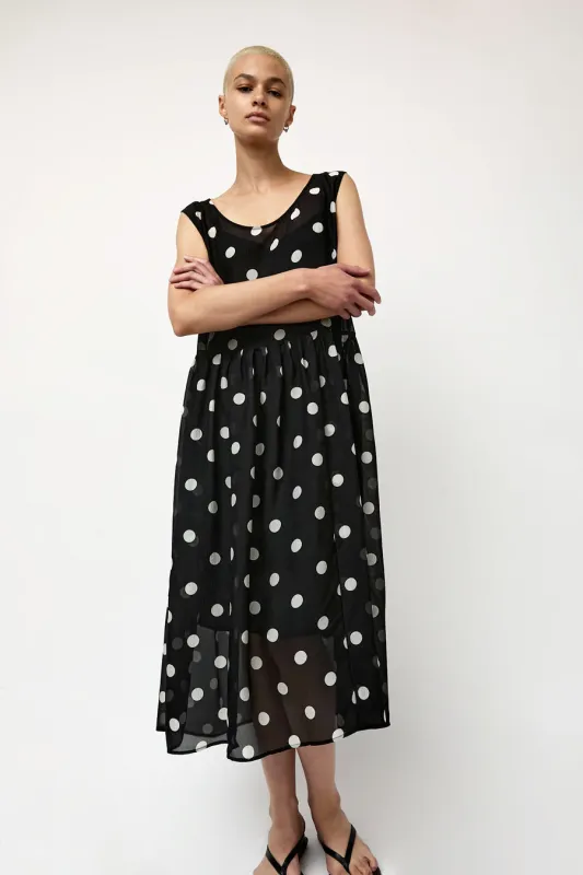 No.6 Audrey Dress in Black with White Dot made by No. 6