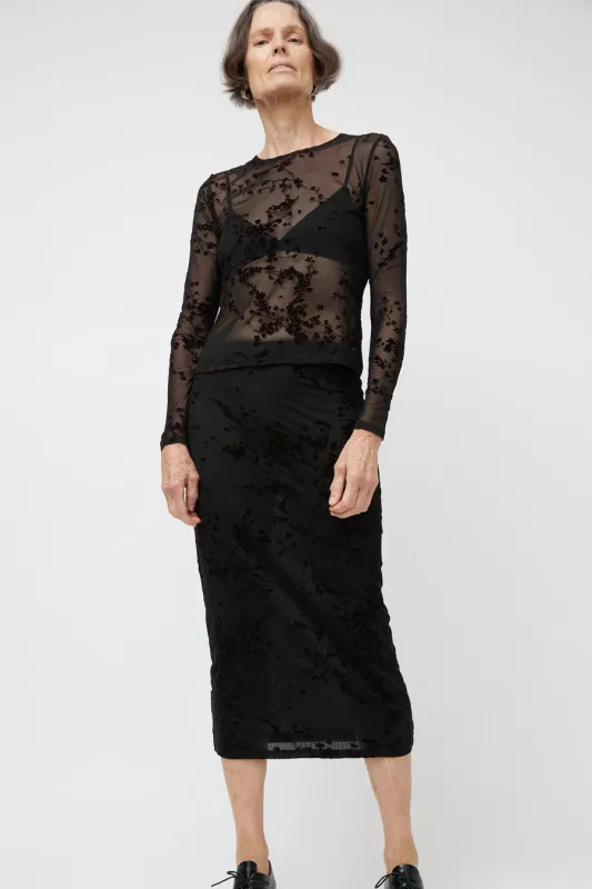Ali Golden Floral Mesh Pencil Skirt in Black and Brown Floral made by Ali Golden