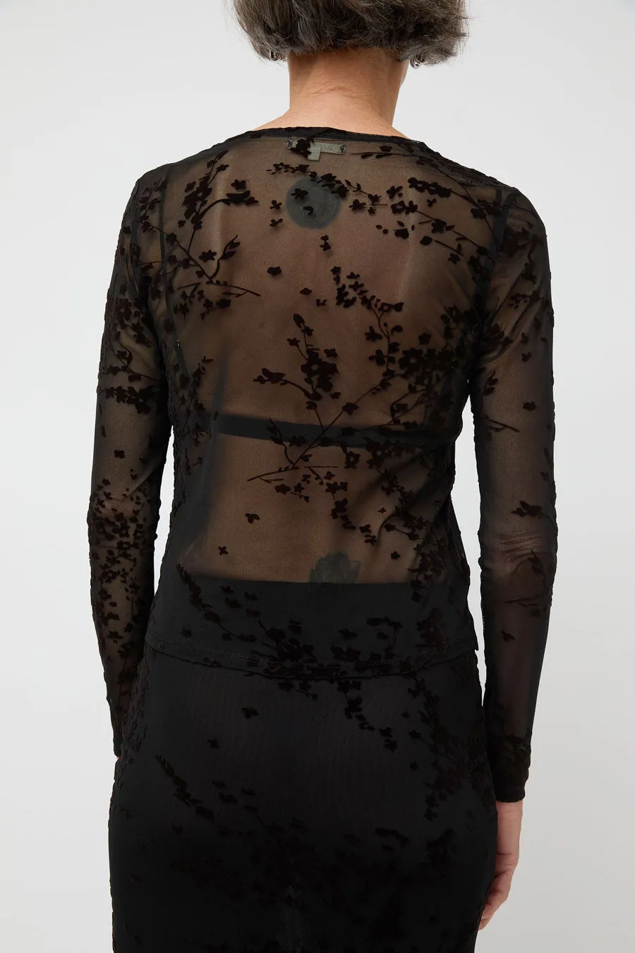 Ali Golden Floral Mesh LS Top in Black and Brown Floral sold by No. 6 product image thumbnail 5