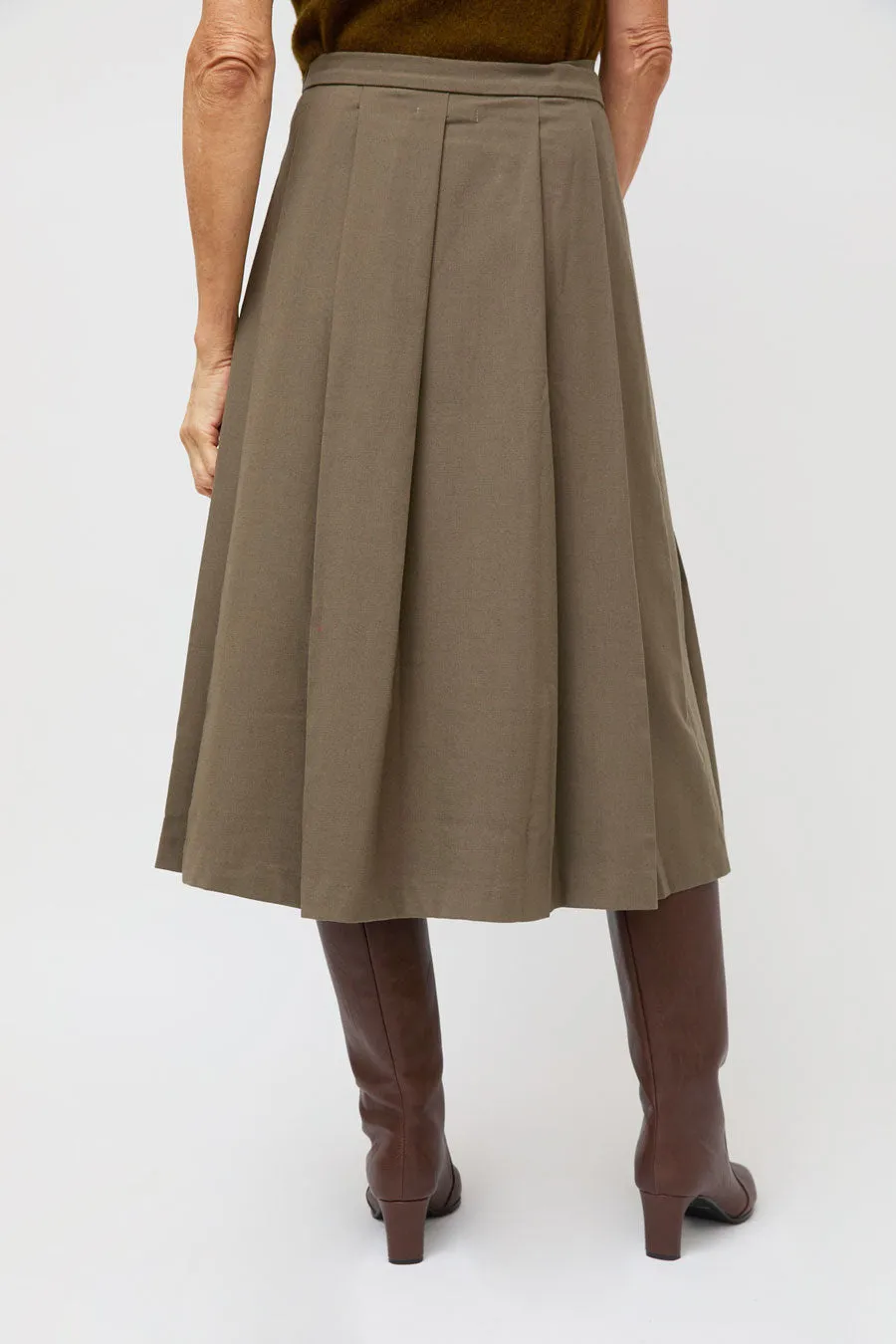 Ali Golden Midi Pleated Wrap Skirt in Taupe sold by No. 6 product image thumbnail 4