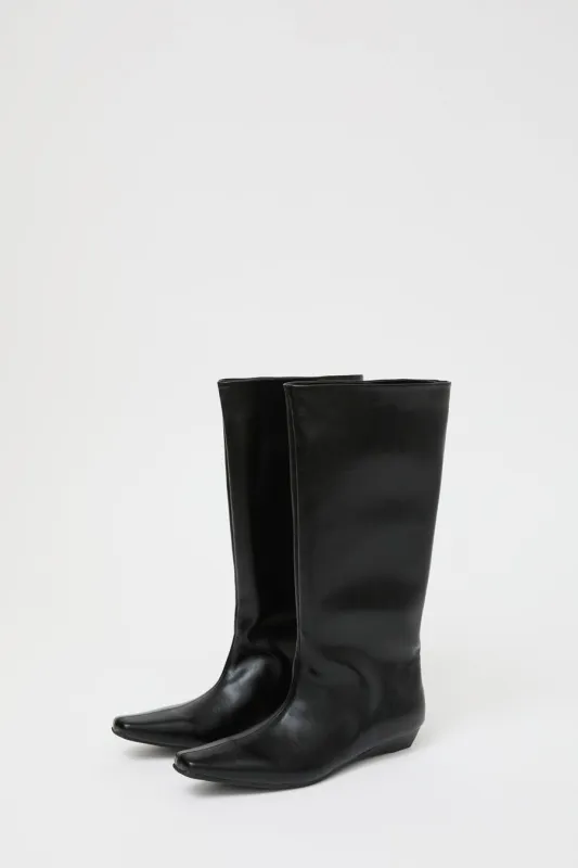 La Piscine Leather Boots in Black made by No. 6
