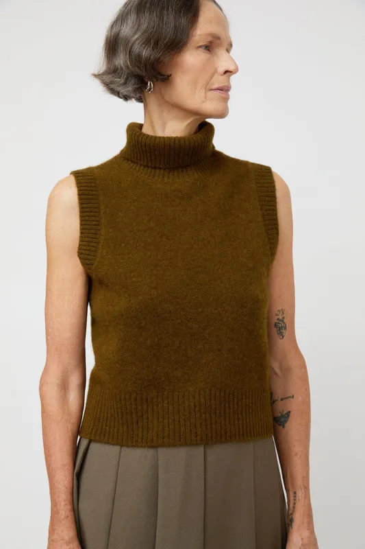 La Piscine Knit Turtle Vest in Khaki made by No. 6
