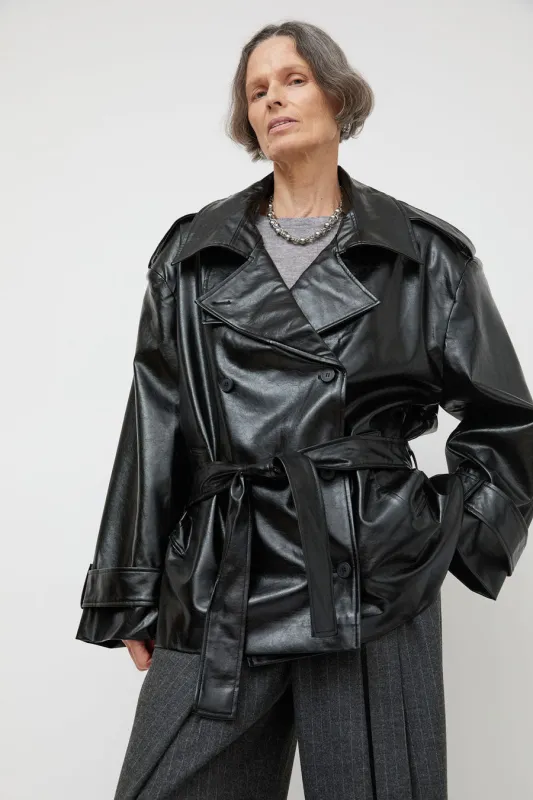 La Piscine Trench Jacket in Black made by No. 6