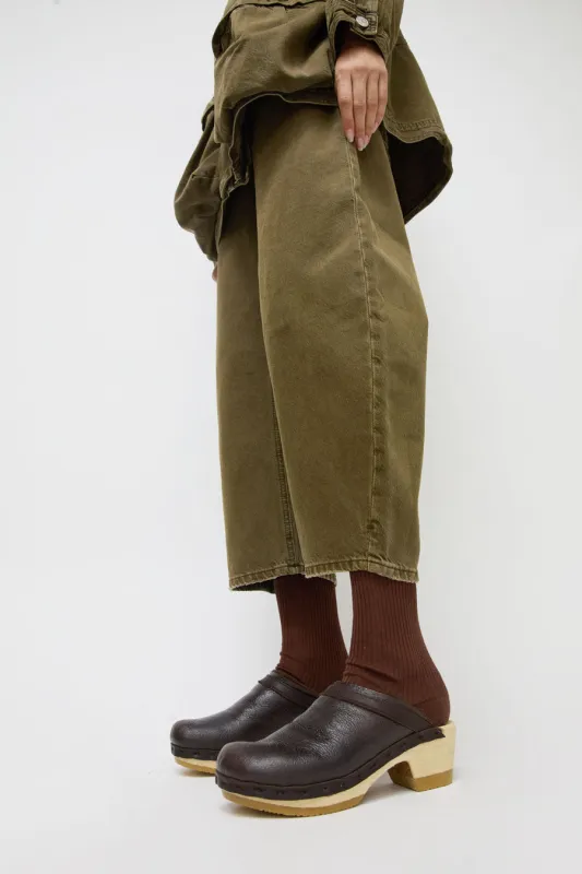 No.6 Dakota Shearling Clog on Mid Heel in Espresso made by No. 6