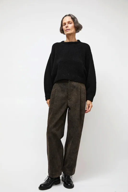 Lauren Manoogian Twill Taper Pants in Olive Paint made by Lauren Manoogian