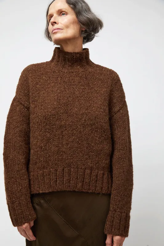 Lauren Manoogian Handknit Mockneck in Rust Melange made by Lauren Manoogian