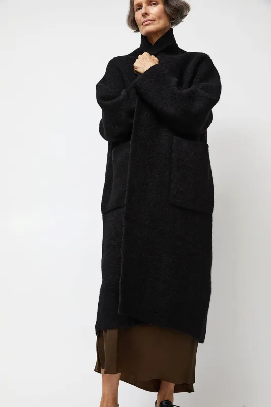 Lauren Manoogian Double Face Long Coat in Black made by Lauren Manoogian