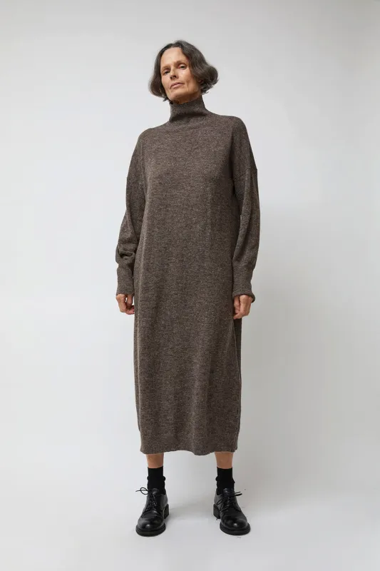 Atelier Delphine High Gauge Soft Alpaca Dress in Mocha made by Atelier Delphine