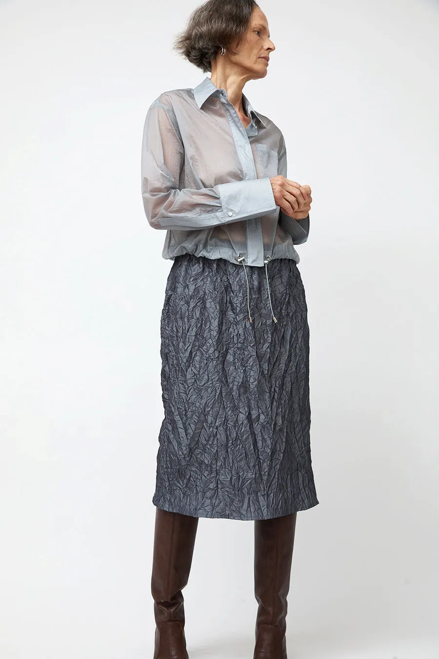 NOMIA Sheer Nylon Cropped Button Down in Mist sold by No. 6 product image thumbnail 4