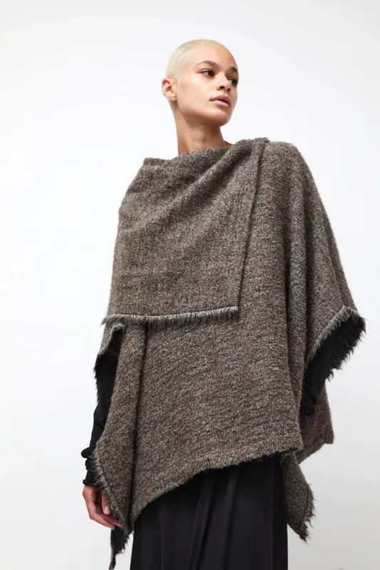 Black Crane Alpaca Short Poncho in Beige made by Black Crane