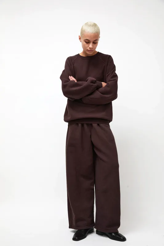 Black Crane Wide Long Sweatpants in Dark Cacao made by Black Crane
