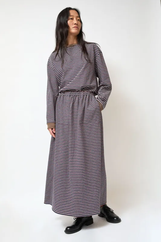 Eleph Oma Skirt in Navy and Red Stripe made by Eleph Womens